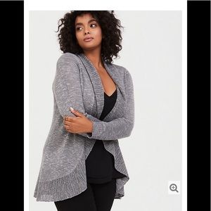 Torrid Heathered Grey Curved Front Cardigan Sz 5